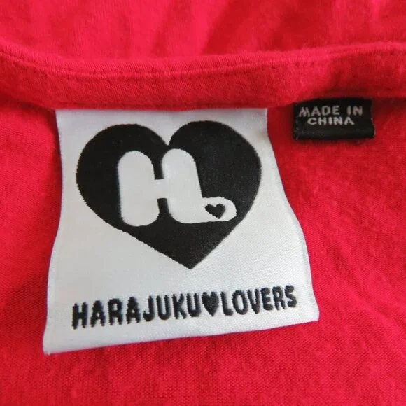 VINTAGE Y2K HARAJUKU LOVERS Red Stretch Logo Ruched Tunic Dress  - Size L - Picture 13 of 14